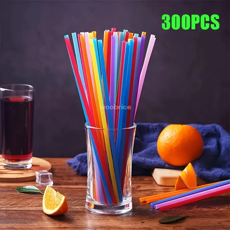 Flexible Multicolor Striped Drinking Straws for Parties and Events