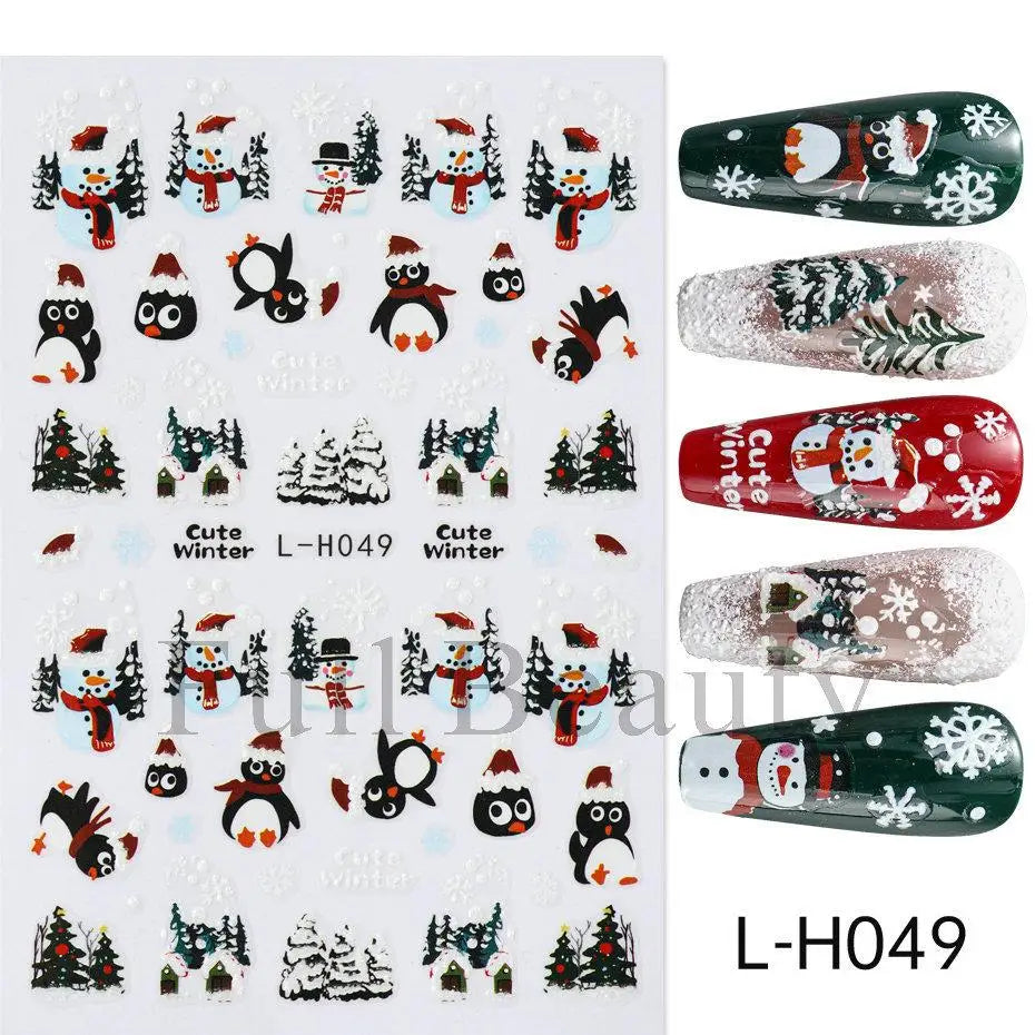 3D Christmas Cartoon Self-Adhesive Nail Art Decal Stickers