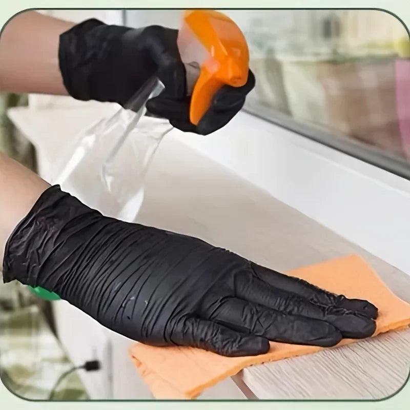 200 Pcs Disposable Black Multipurpose Safety Gloves - 12