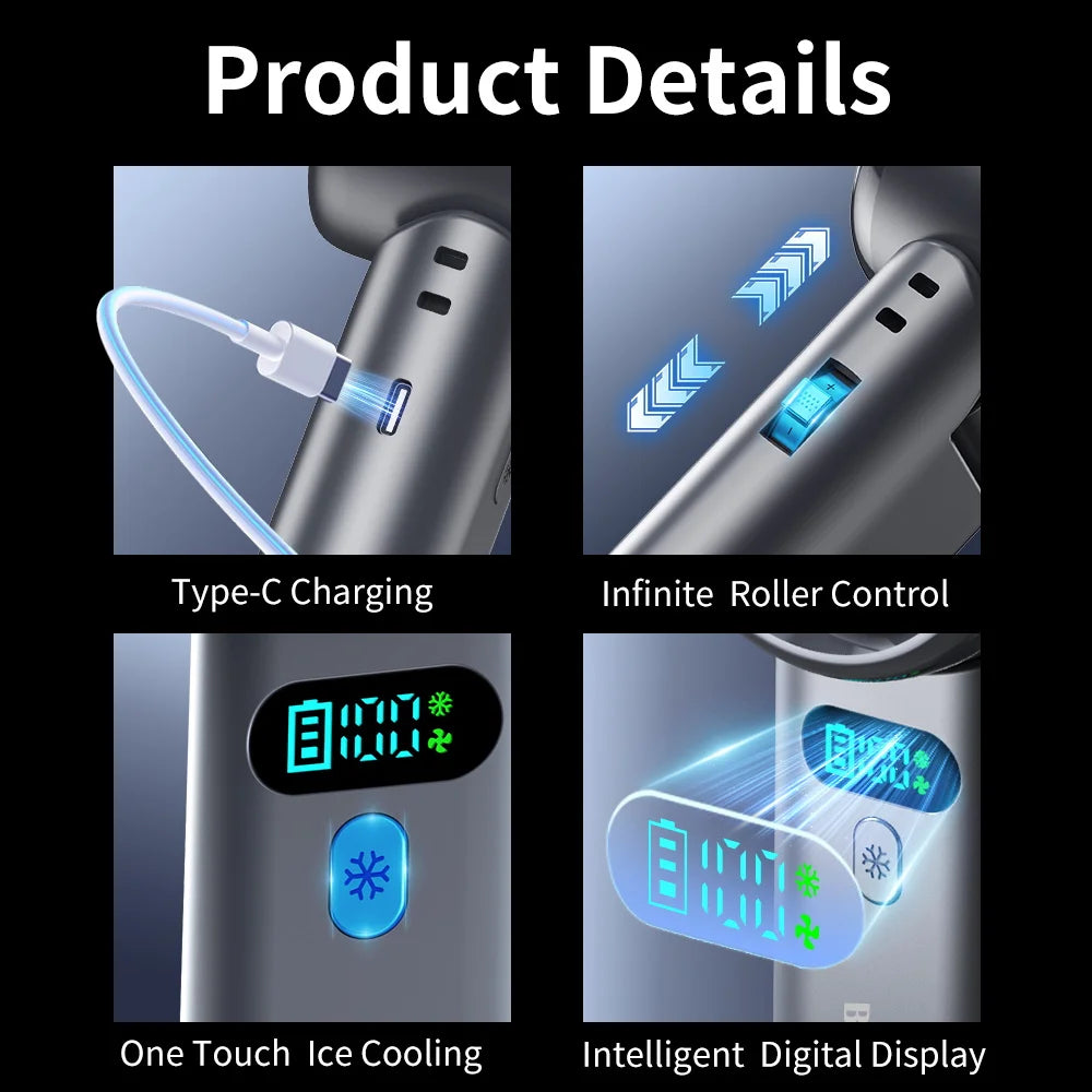Portable Handheld Ice Cooling Fan with Adjustable Speed
