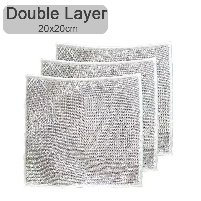 Double-Sided Non-Stick Silver Wire Kitchen Cleaning Cloth - 7