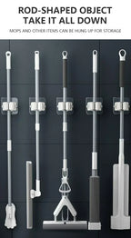 Self-Adhesive Wall Mounted Mop and Broom Organizer Holder