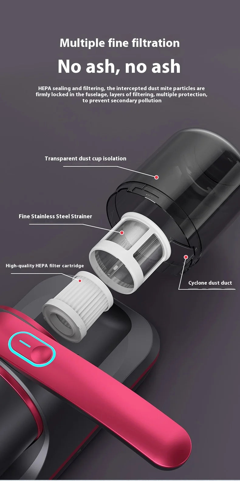 Wireless Handheld Mattress Vacuum and Mite Remover - 16
