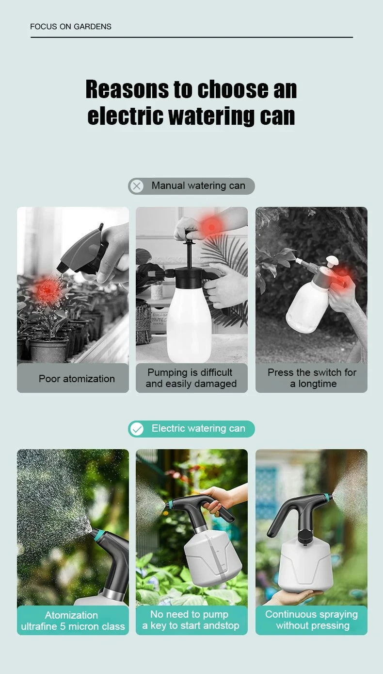 2L Electric Automatic Watering Can for Gardening