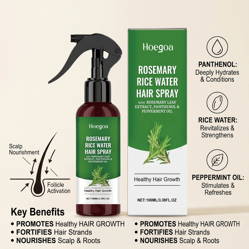 Rosemary Rice Water Hair Spray for Damaged Frizzy Hair