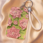 Floral Pattern ID Card Holder with Keychain