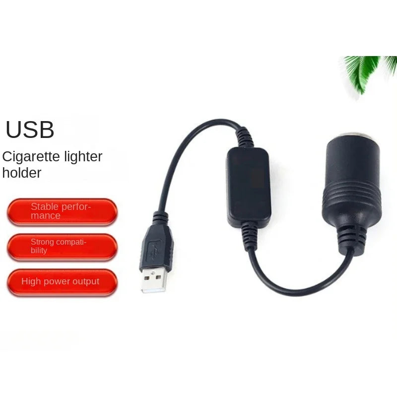 USB to 12V Car Cigarette Lighter Socket Power Adapter