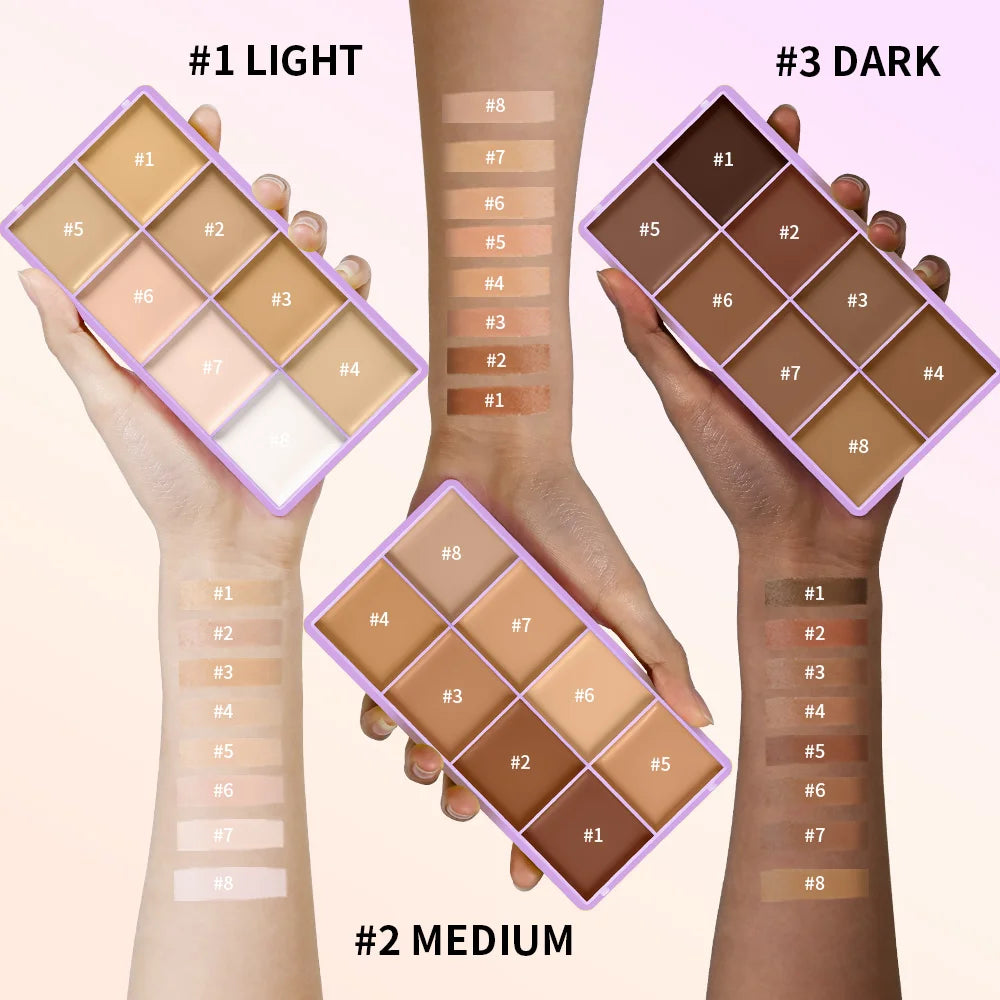 8-Shade Waterproof Full Coverage Cream Concealer Palette