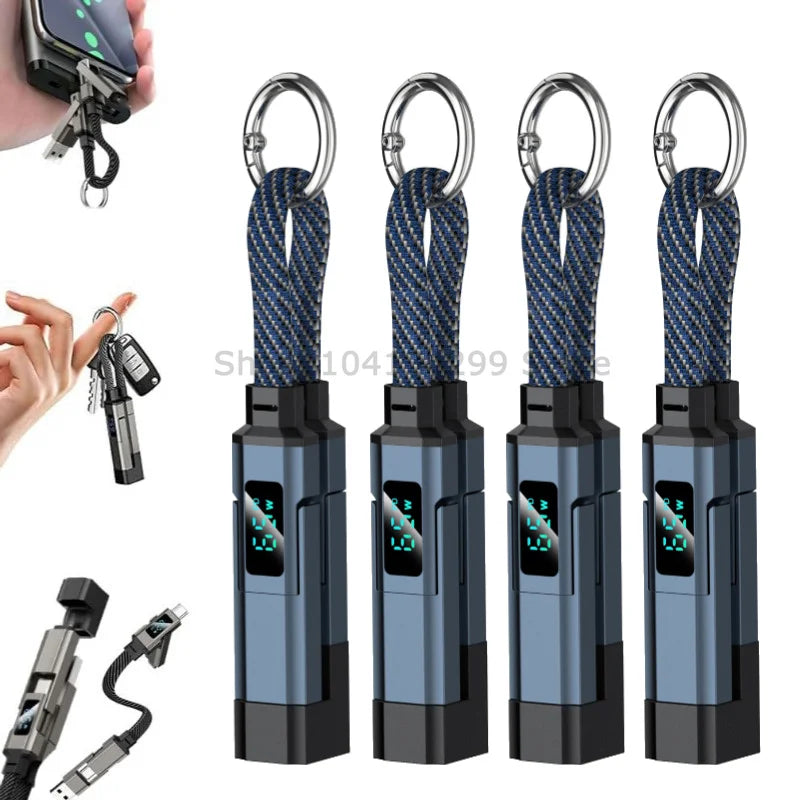 4-in-1 Fast Charging Keychain Cable with Digital Display - 20
