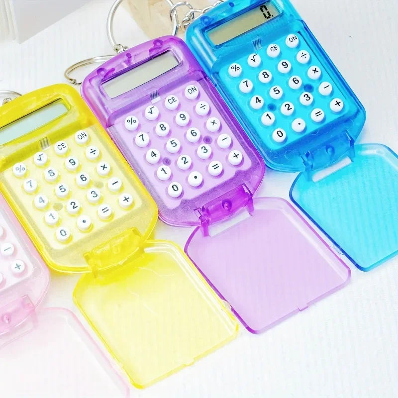 Portable Mini Transparent Flip Calculator with Keychain - 9