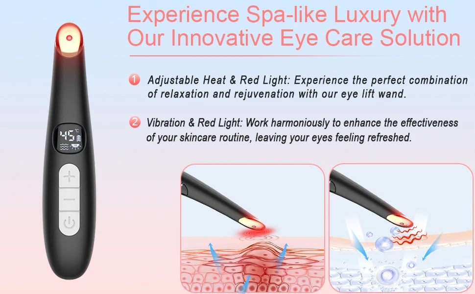 3-in-1 Heated Eye Massager Wand for Dark Circles and Puffiness