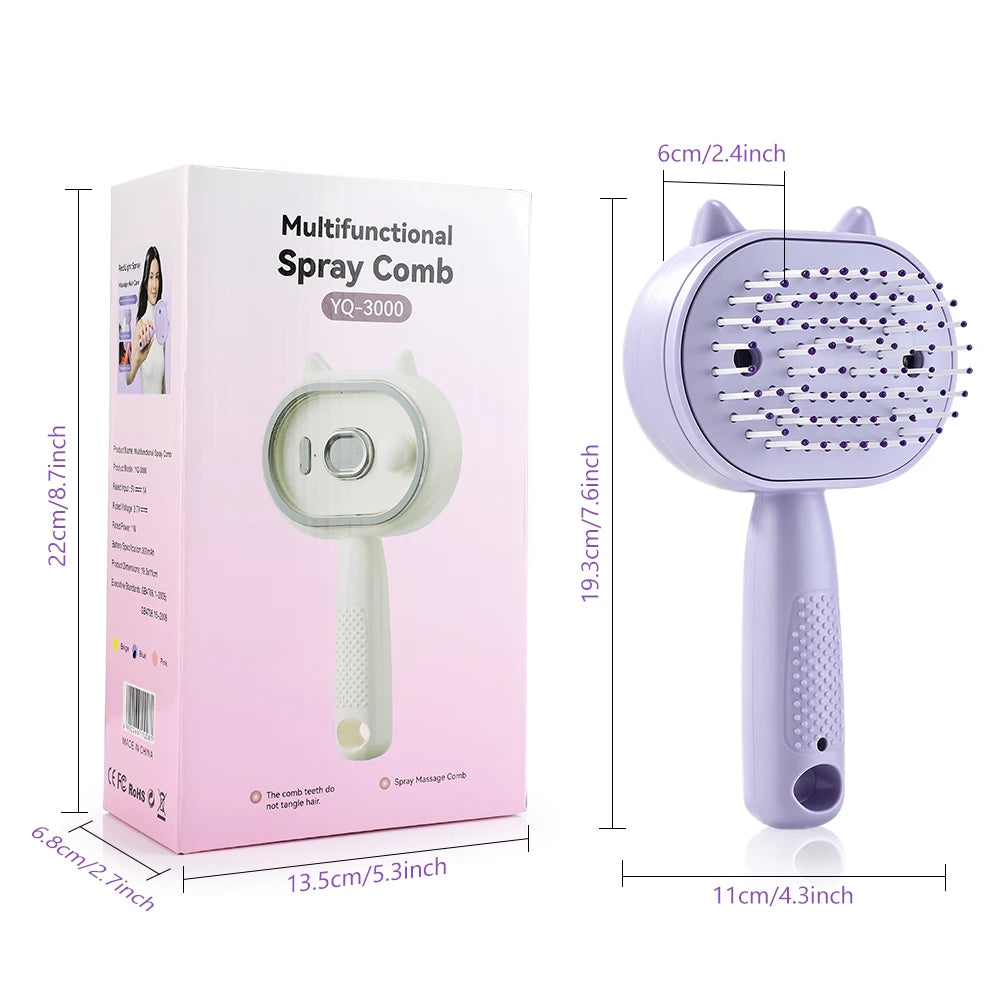 Electric Mist Spray Massage Comb for Hydrating and Detangling Hair