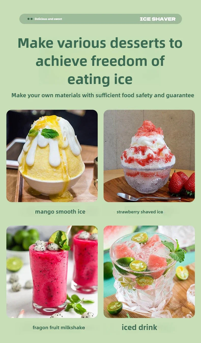 Automatic Electric Ice Shaver for Home Smoothies