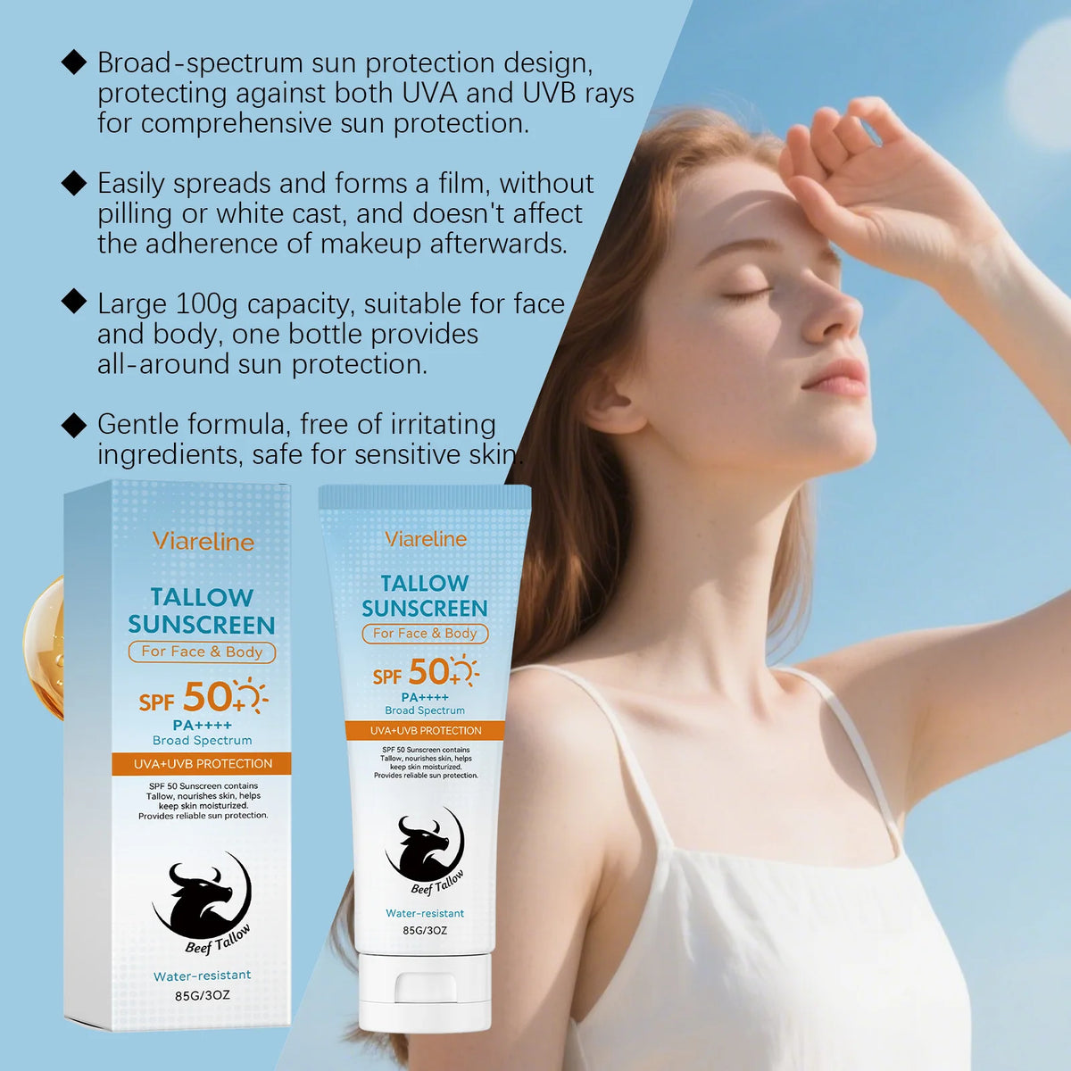 SPF 50 Tallow Sunscreen for Face and Body