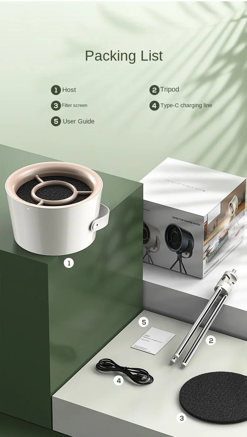 Portable Mini Desktop Range Hood for BBQ and Hot Pot