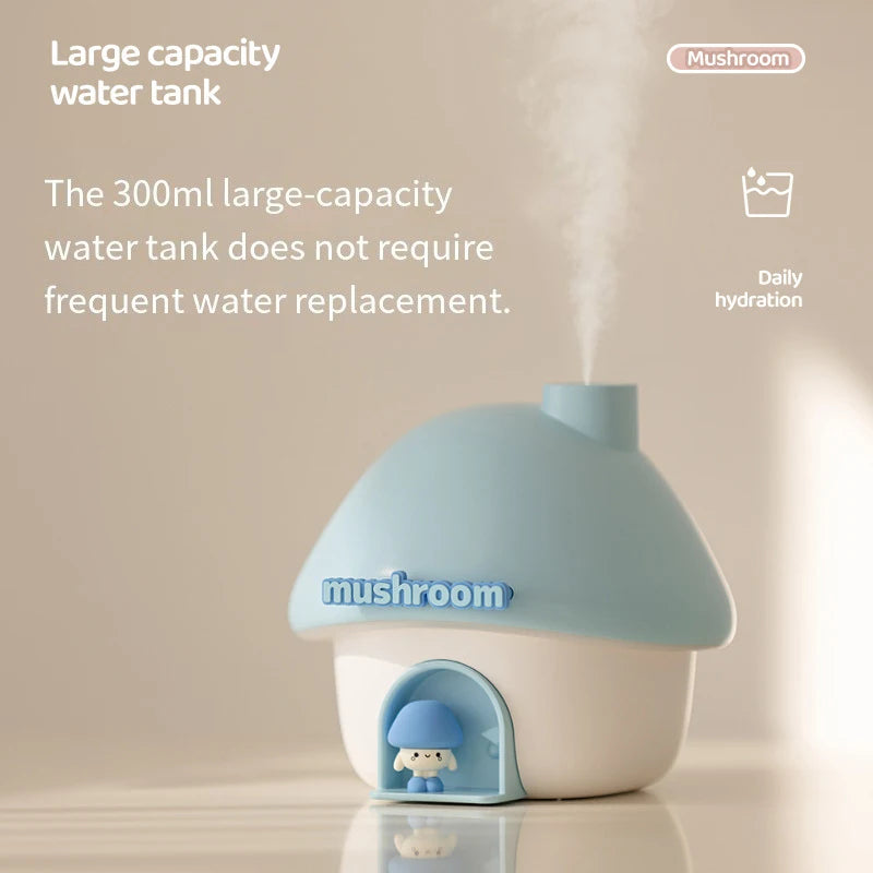 Cute Mushroom House Humidifier with LED Night Light