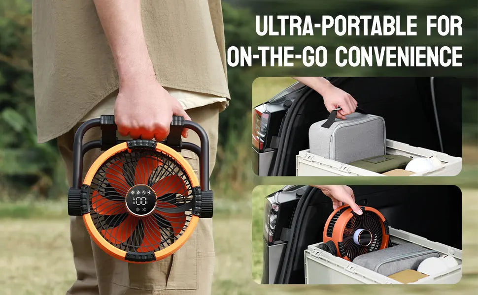 Portable Rechargeable Camping Fan with Night Light and Power Bank