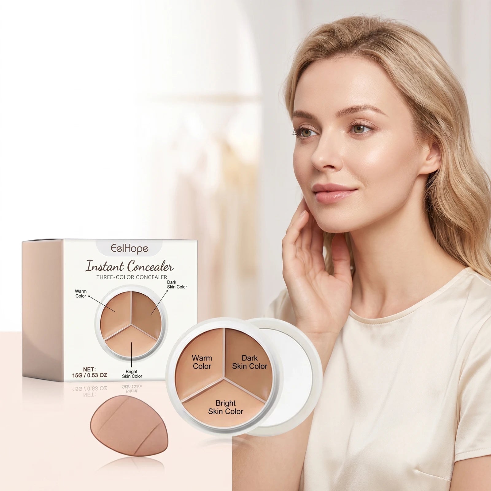 3-Color Cream Concealer Palette for Flawless Face Coverage - 2