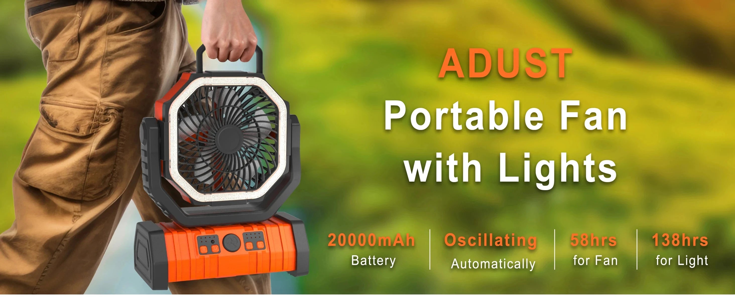 Portable LED Camping Fan with 20000mAh Battery and Remote - 8
