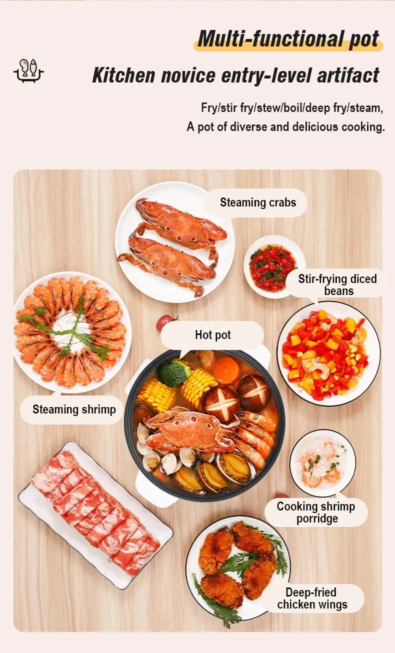 Multifunction 3.5L Non-Stick Electric Hot Pot Cooker - 11