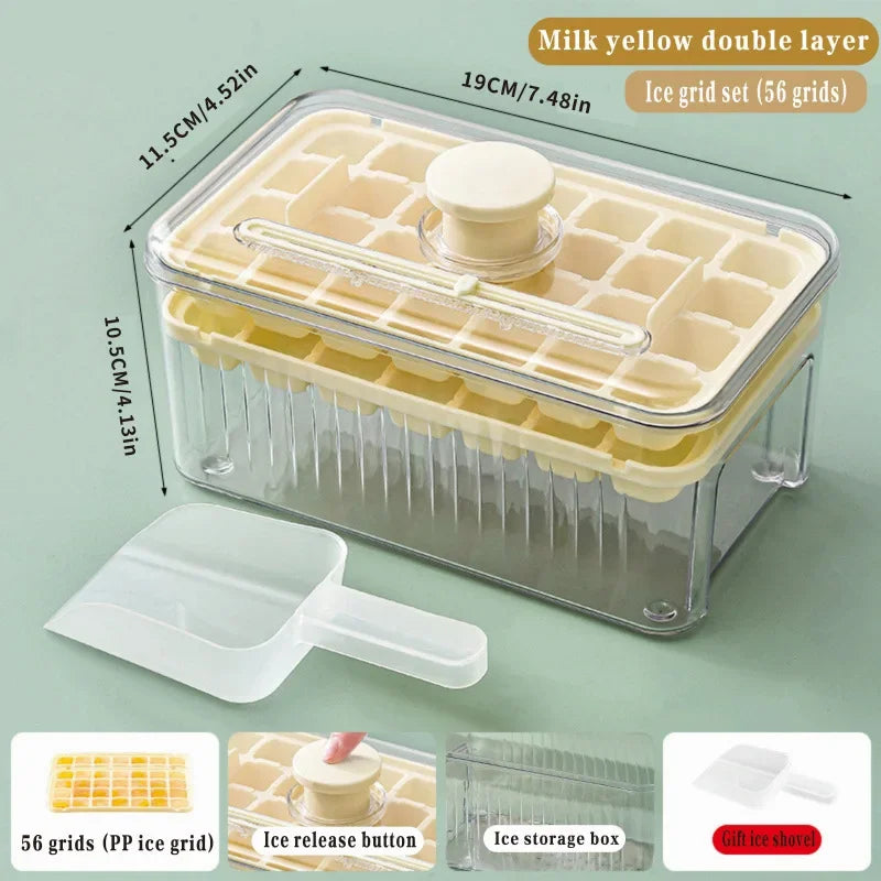 One-Press Easy Release Ice Cube Tray with Storage Box