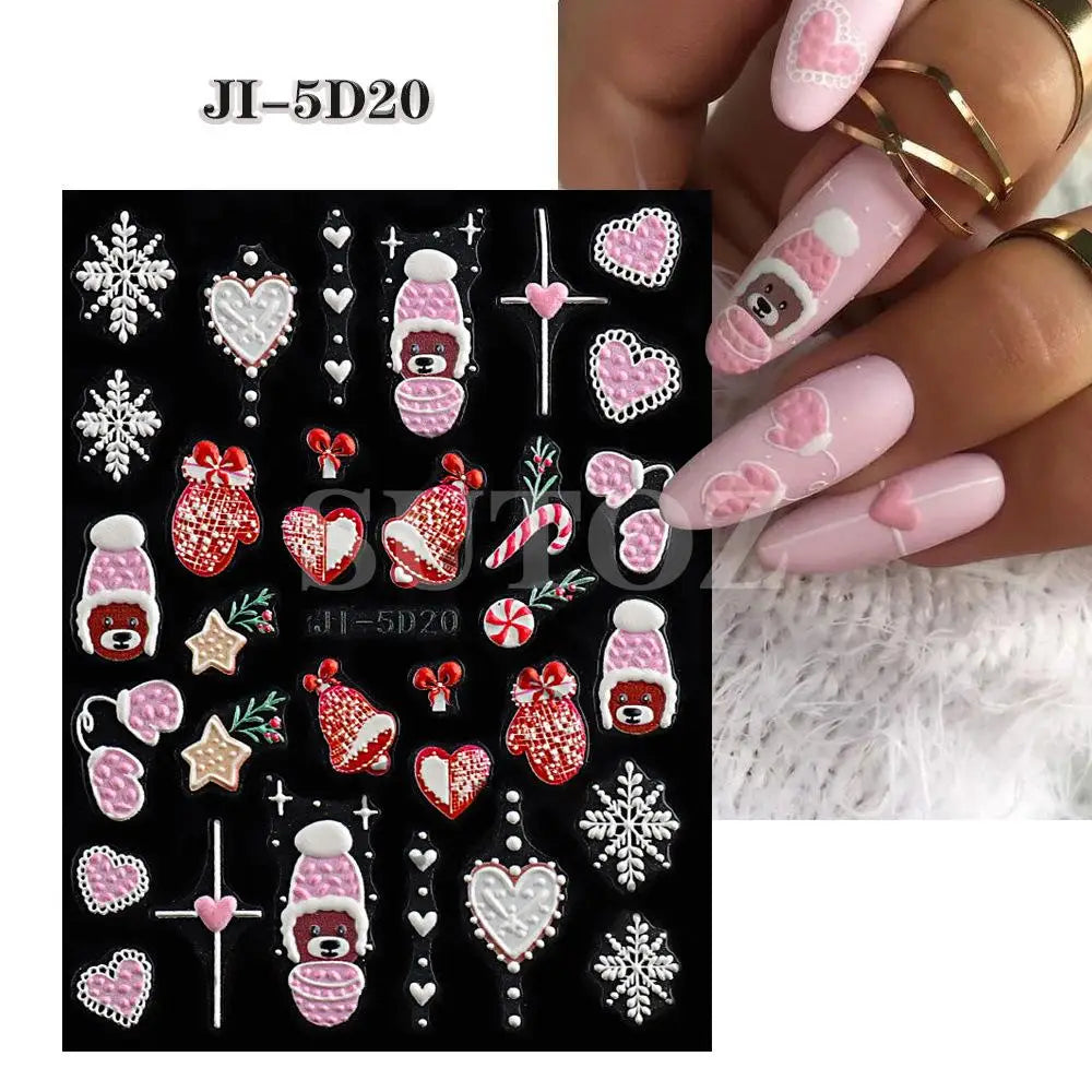 3D Christmas Cartoon Self-Adhesive Nail Art Decal Stickers