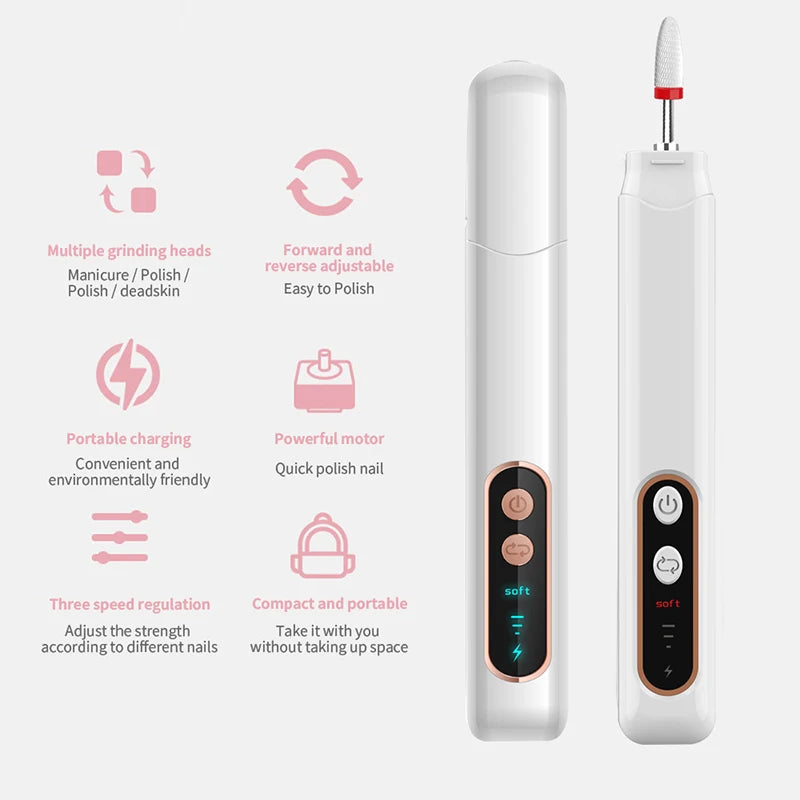 Electric Manicure and Pedicure Nail Drill File Kit