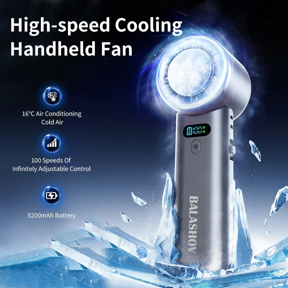 Portable Handheld Ice Cooling Fan with Adjustable Speed - 7