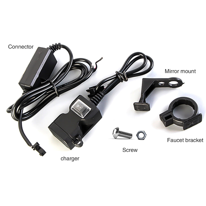 Dual USB Motorcycle Handlebar Charger with Power Switch