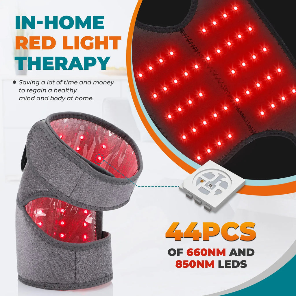 Cordless Heated Knee Wrap with Red Light Therapy