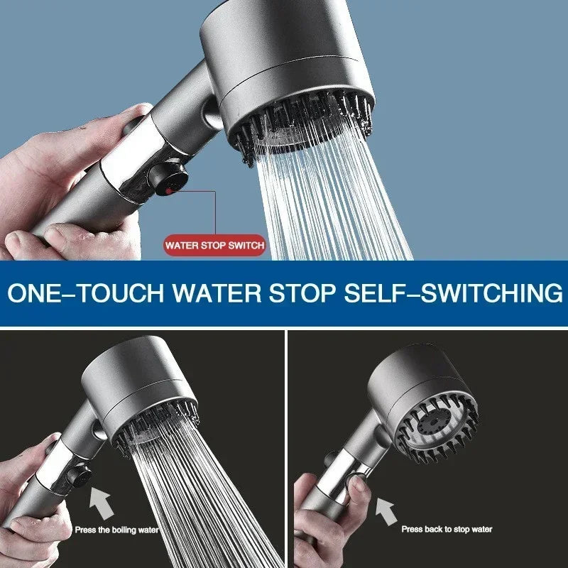 High-Pressure Adjustable Shower Head with Massage Brush