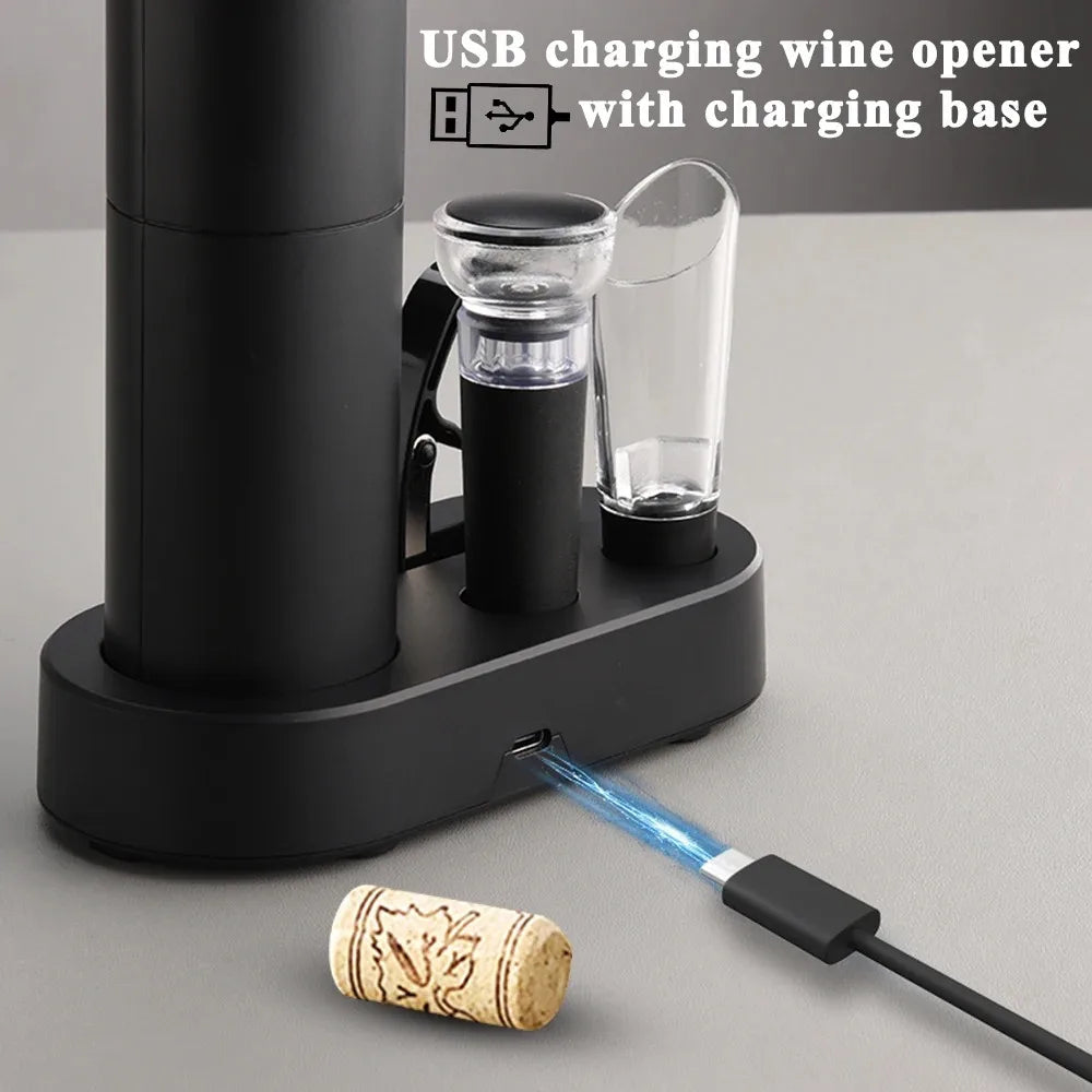 Automatic Rechargeable Electric Wine Bottle Opener Set - 4