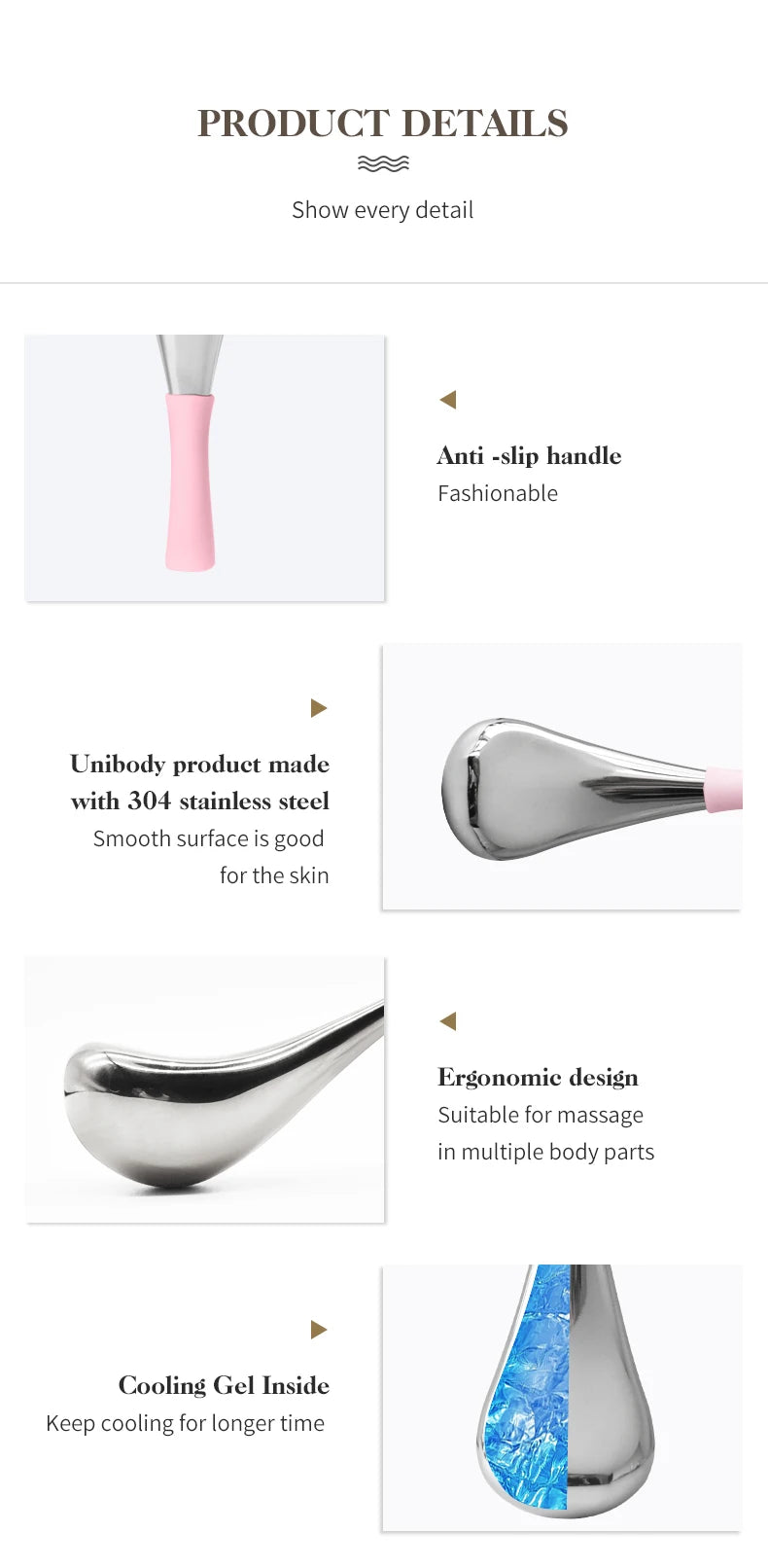 Stainless Steel Facial Cryo Sticks for Skin Cooling and Puffiness