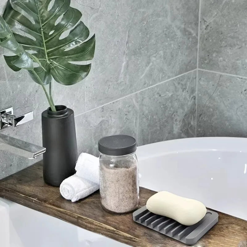 Self-Draining Silicone Soap Dish and Sponge Holder - 3