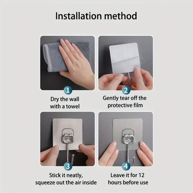 Heavy-Duty Adhesive Wall Hooks for Kitchen and Bathroom - 6