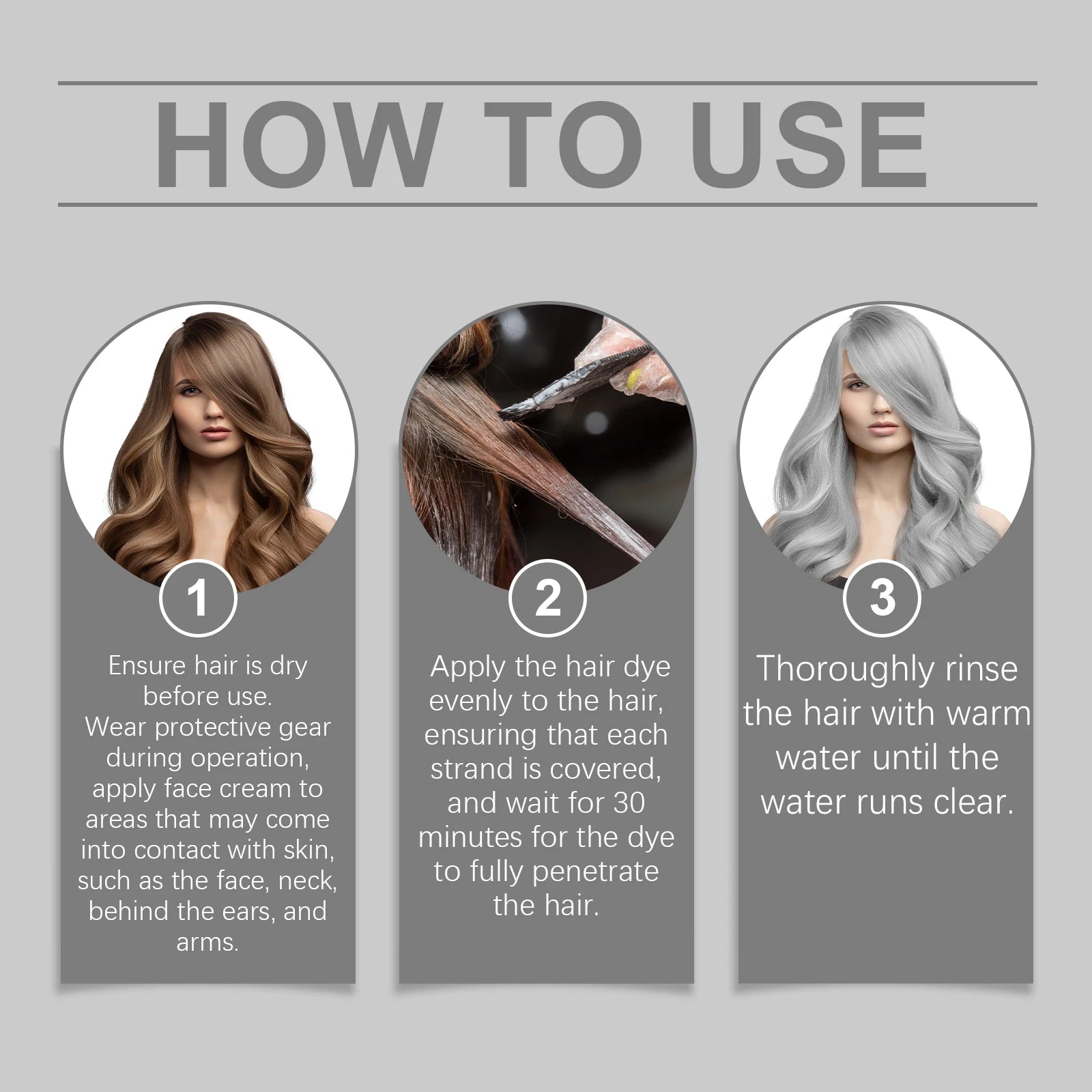 Permanent Silver Gray Hair Dye Cream - 16