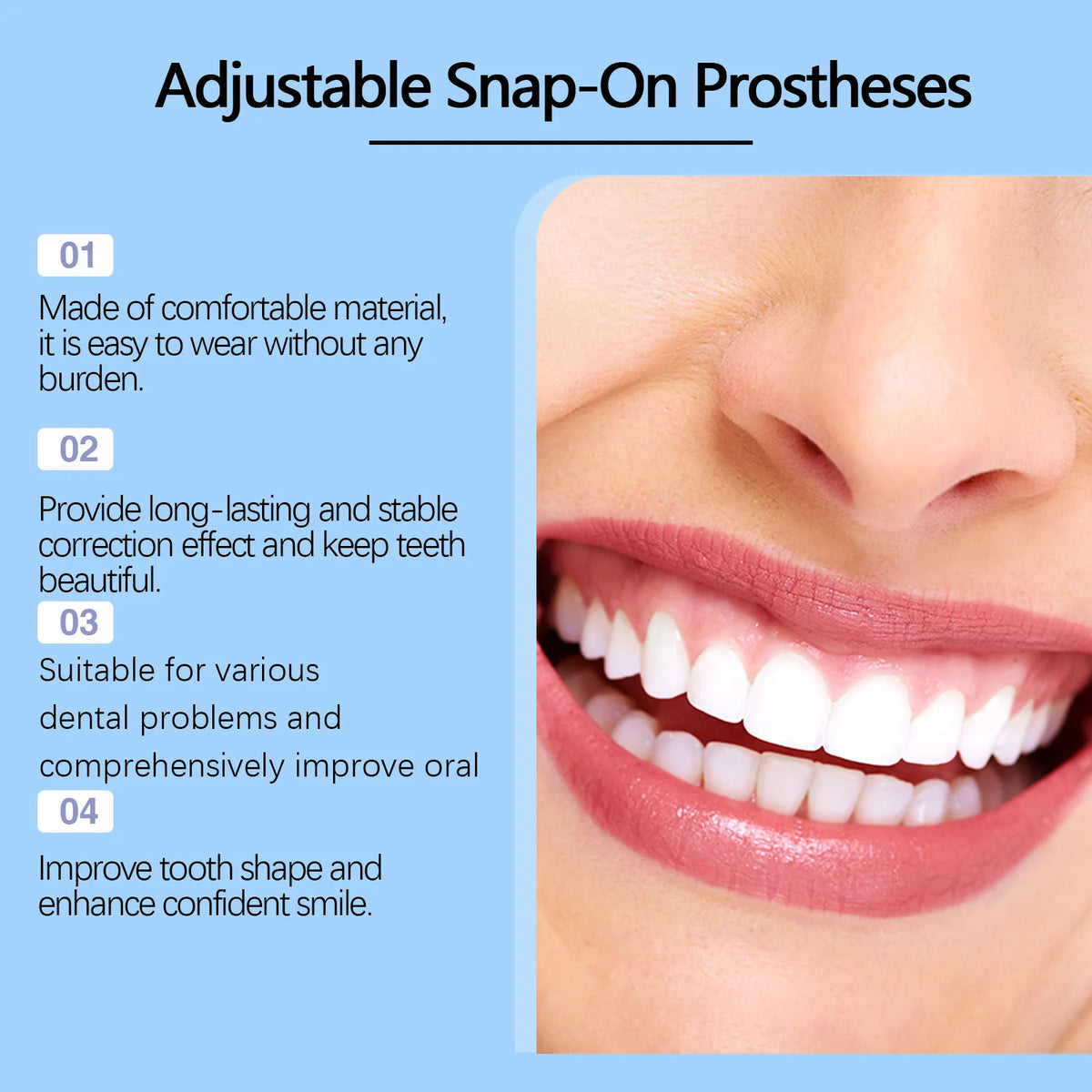Adjustable Snap-On Dentures for Instant Smile Makeover