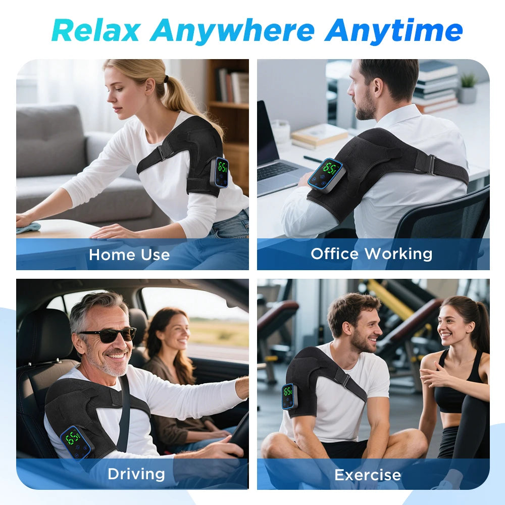 Wireless Heated Shoulder Massager with Vibration and App Control - 14