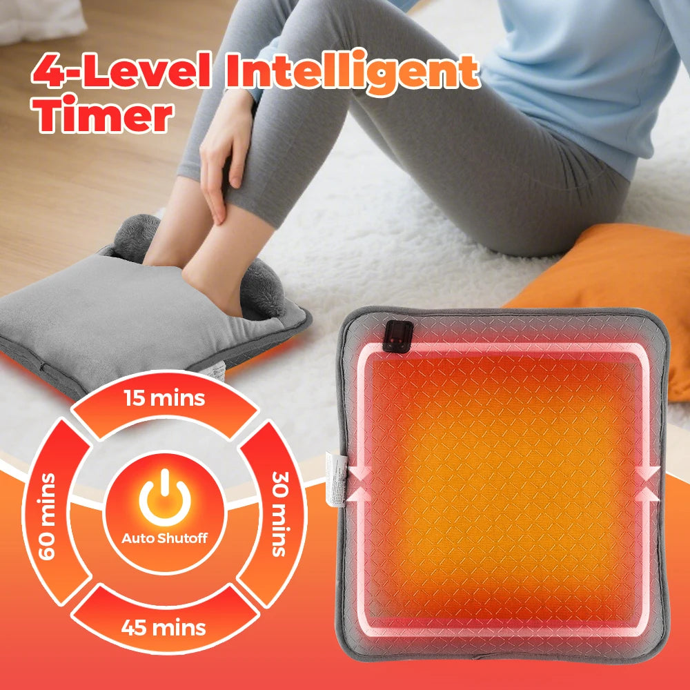USB Heated Foot Warmer with Adjustable Temperature and Timer - 3