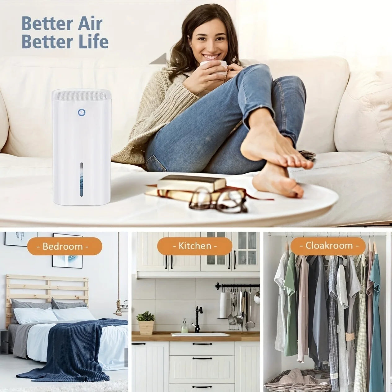 Compact Portable Dehumidifier for Home and Office