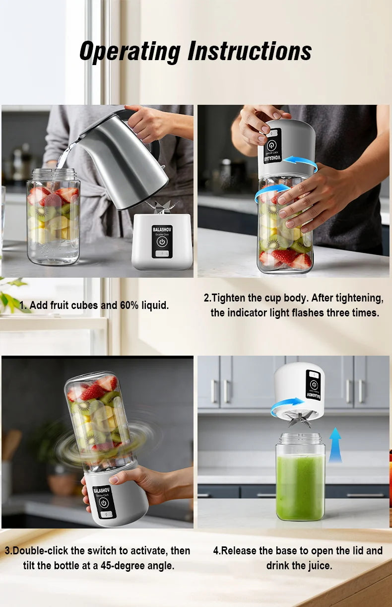 Portable Rechargeable Electric Fruit and Vegetable Blender