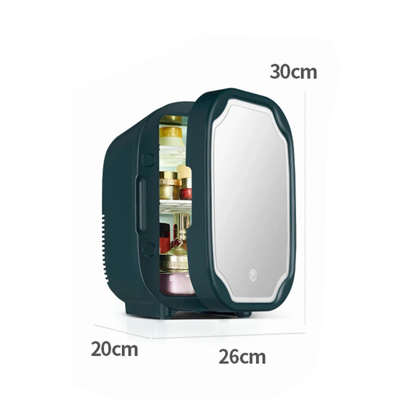 Portable Mini Skincare Fridge with LED Mirror for Home and Travel - 6