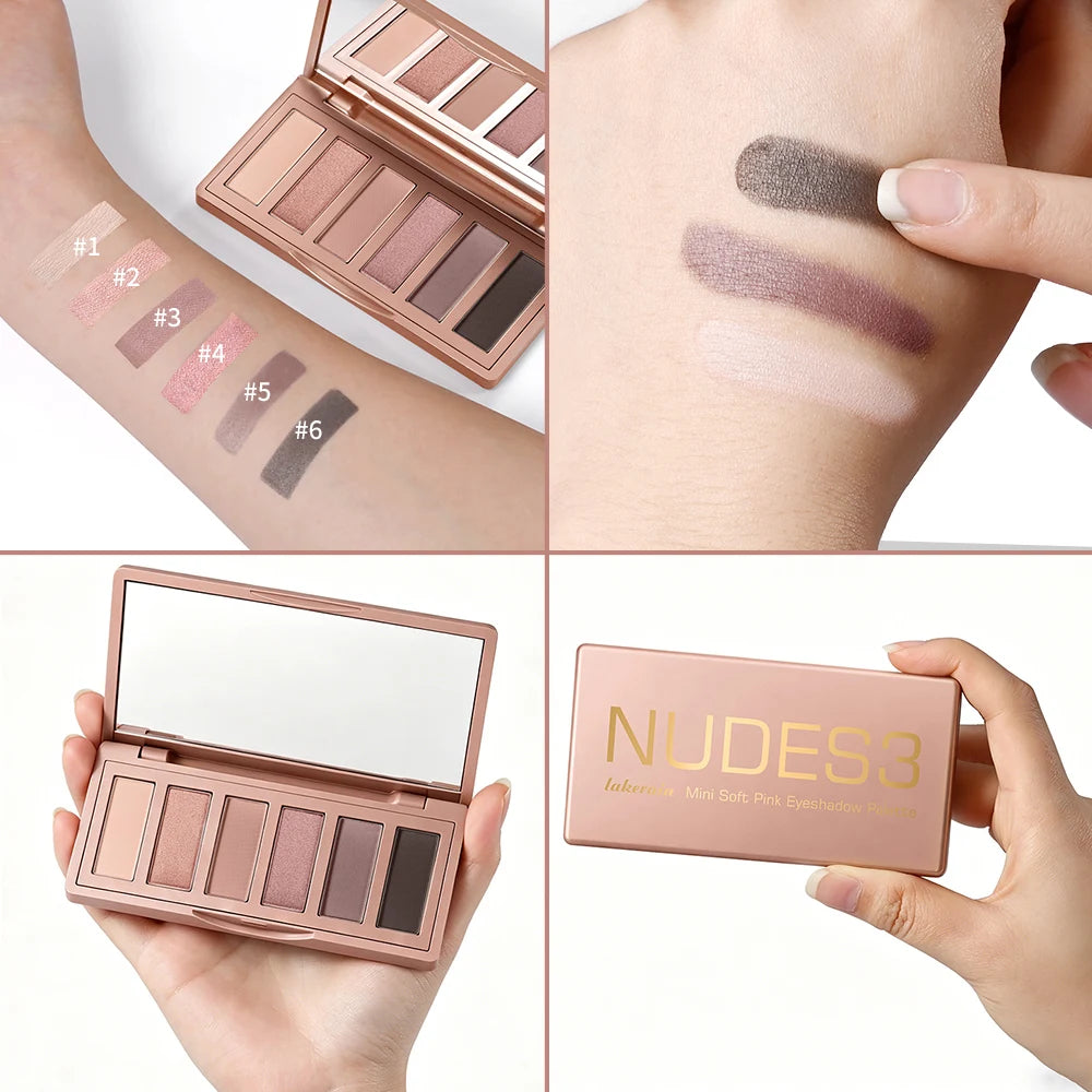 6-Color Soft Pink Neutral Eyeshadow Palette