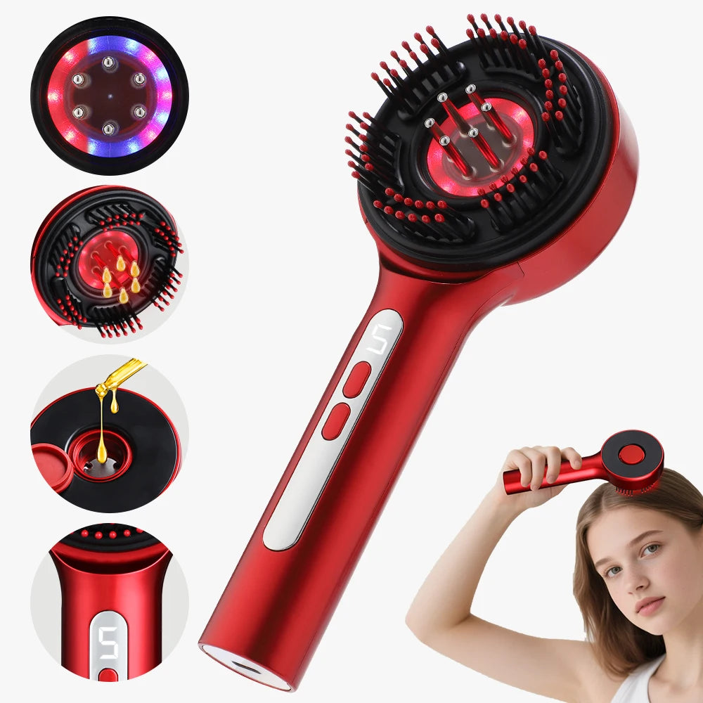 Electric Scalp Massage Comb with Serum Applicator for Hair Growth