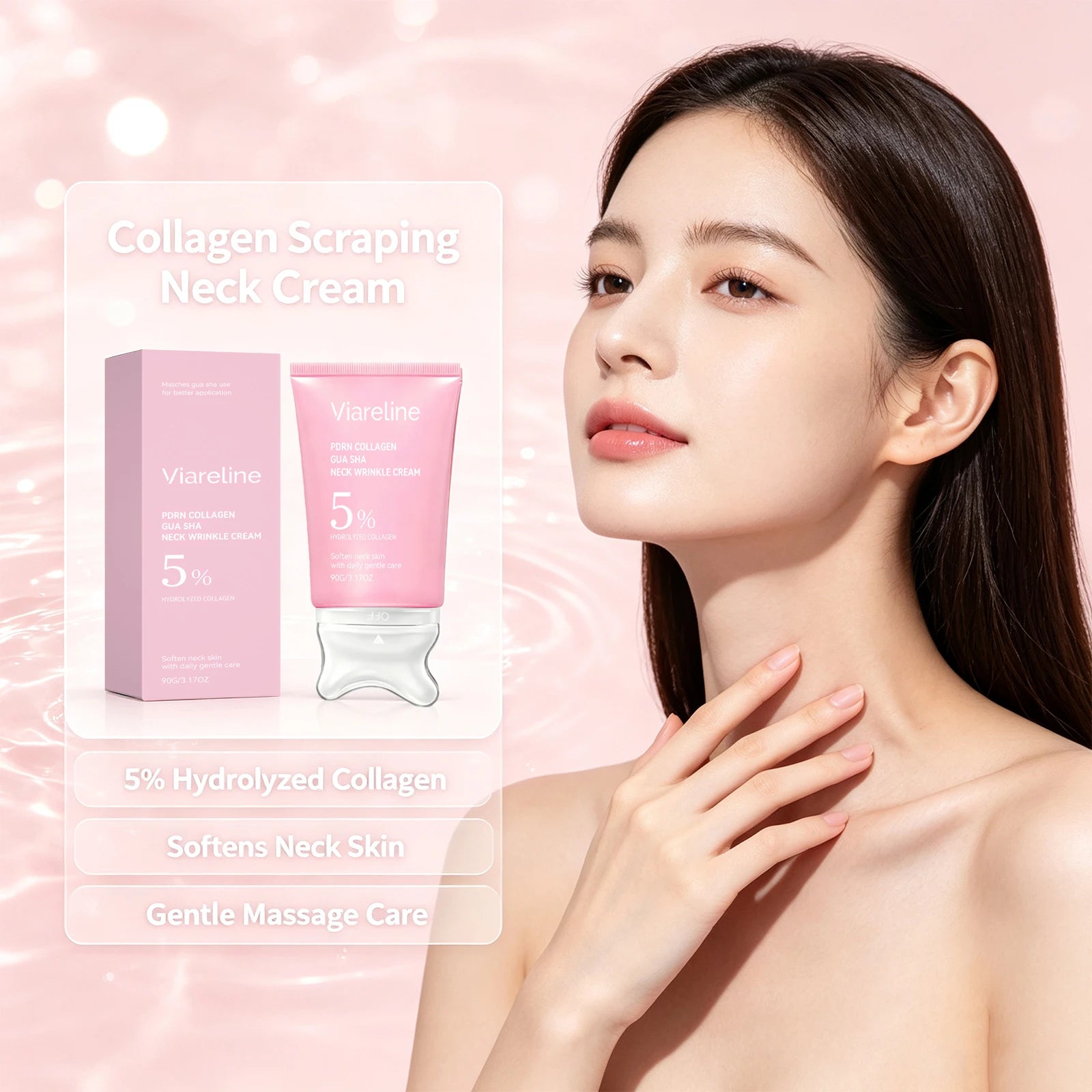 Collagen Firming Neck Cream with Integrated Gua Sha Massager - 2