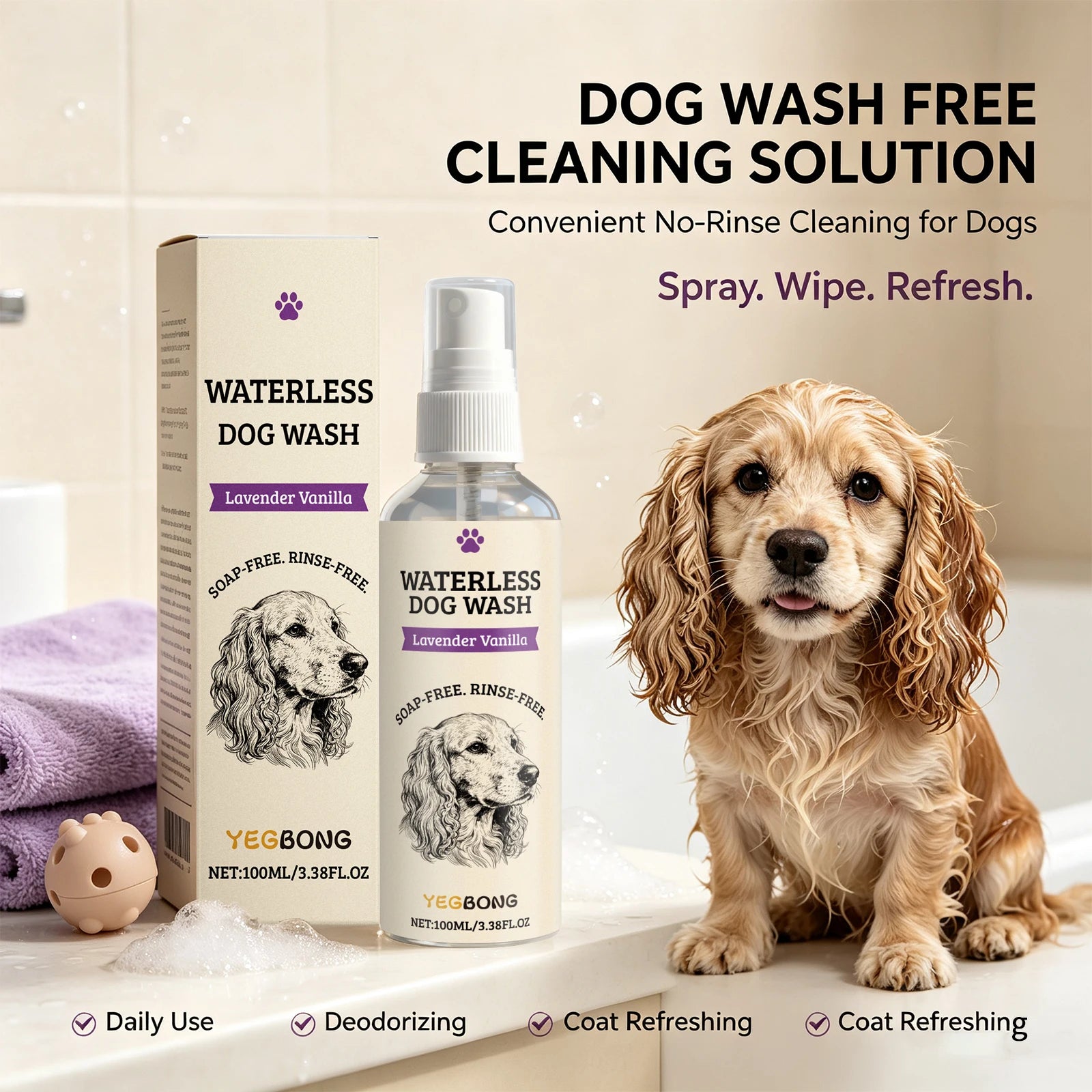Waterless Pet Shampoo Spray for Dogs - 1