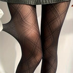 Diamond Pattern Semi-Sheer Slimming Tights for Women