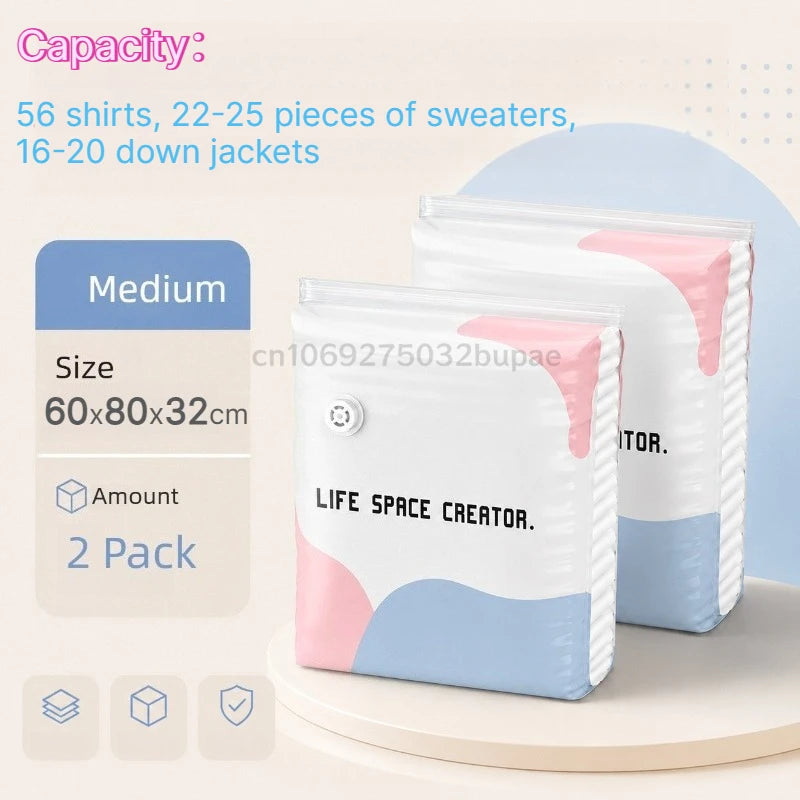 Pump-Free Vacuum Compression Storage Bags for Bedding and Clothes