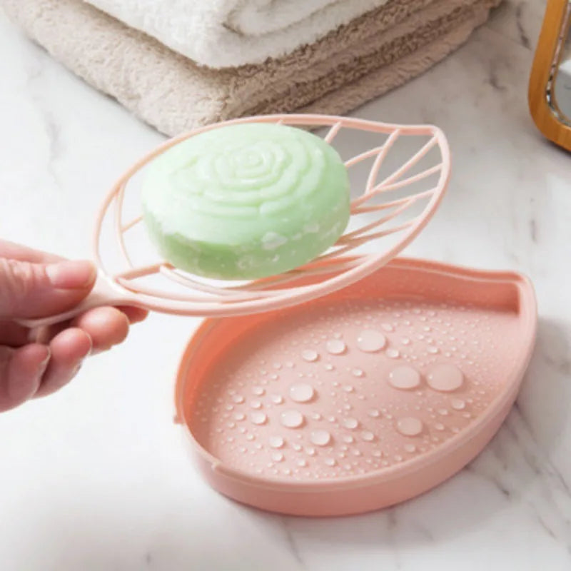 Leaf-Shaped Self-Draining Soap Holder for Bathroom and Shower