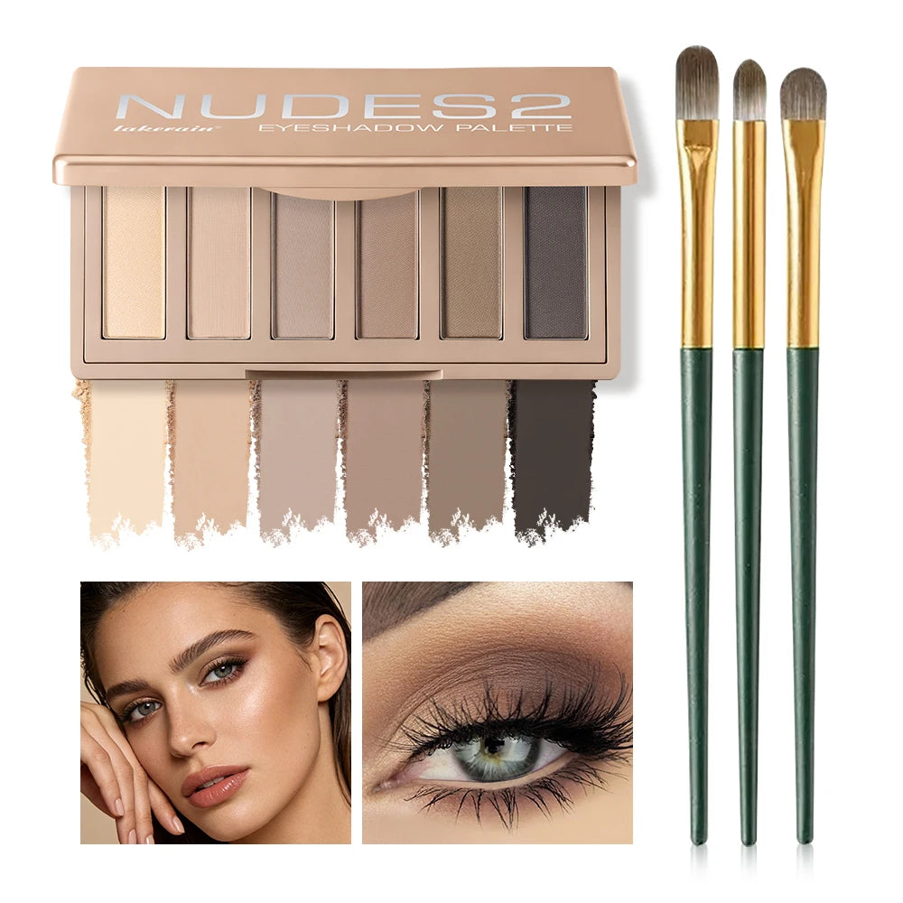 6-Color Matte Eyeshadow Palette with Brush Set - 20